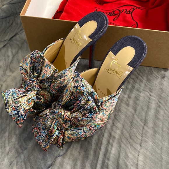 Christian Louboutin Moniquissima Paisley Red Sole Slide Sandal | Used Once - Picture 5 of 16